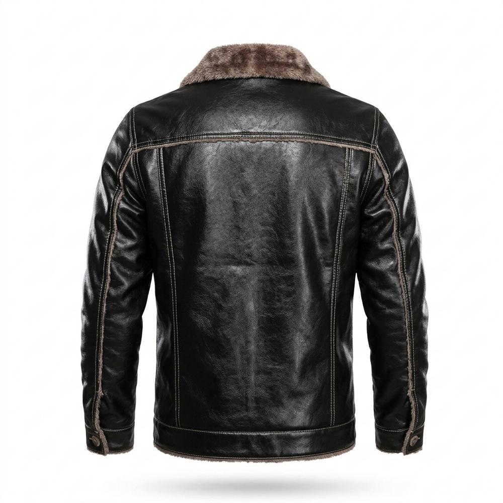 Mens Outlet House - Zaram | Sherpa-Lined Button-Front Leather Jacket Men
