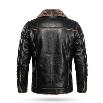 Mens Outlet House - Zaram | Sherpa-Lined Button-Front Leather Jacket Men
