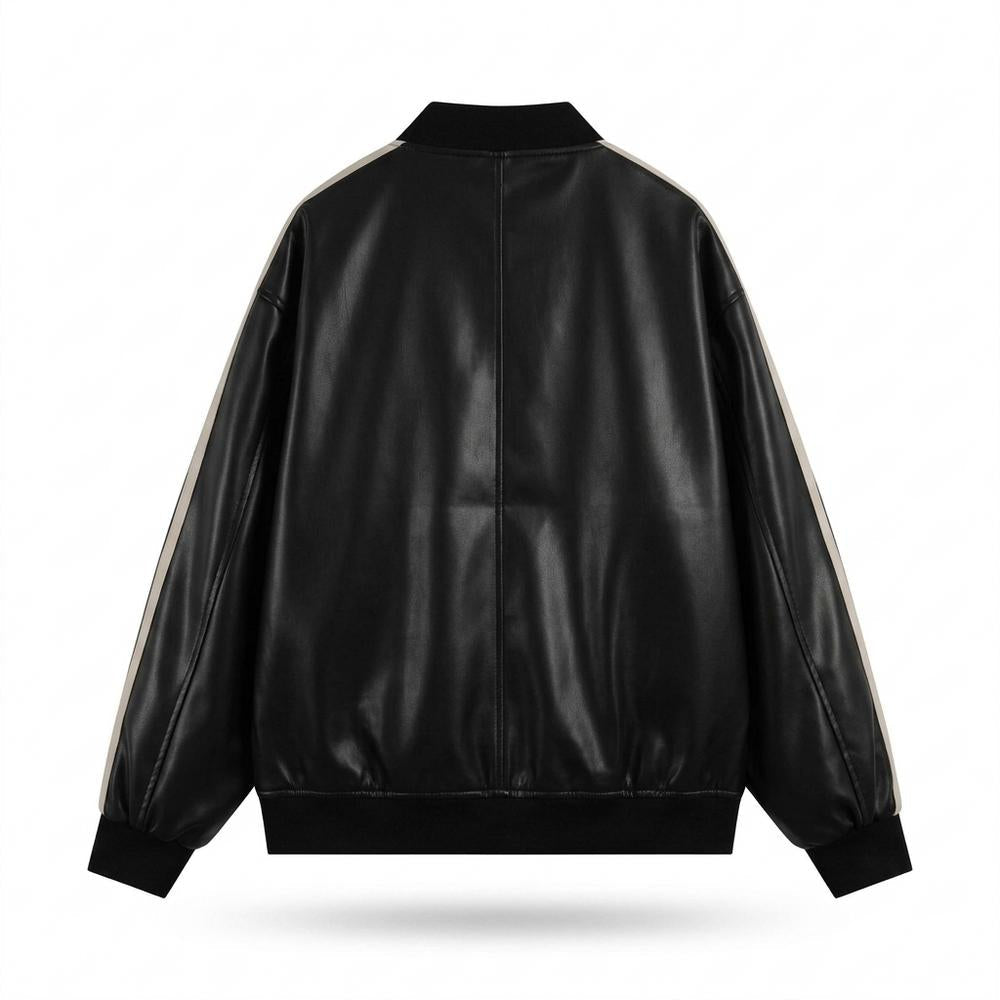 Mens Outlet House - Mimon | Faux-Leather Striped Jacket Unisex