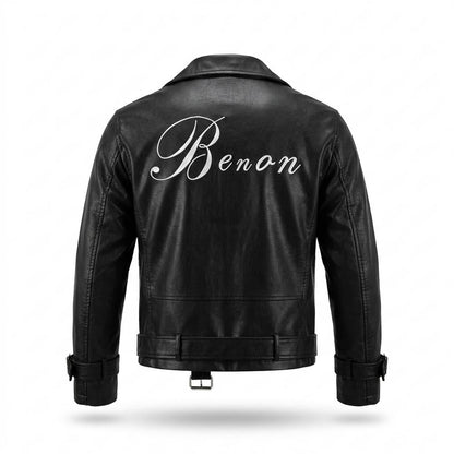 Mens Outlet House - Riken | Belted Zippered Leather Jacket Men
