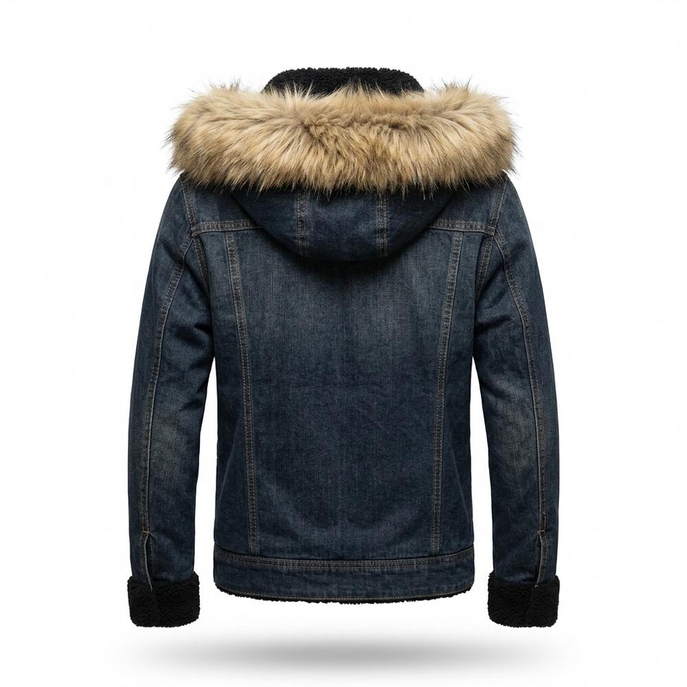 Mens Outlet House - Taram | Fleece-Lined Hooded Denim Jacket Men