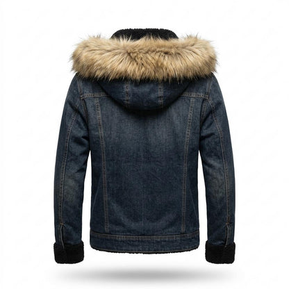 Mens Outlet House - Taram | Fleece-Lined Hooded Denim Jacket Men