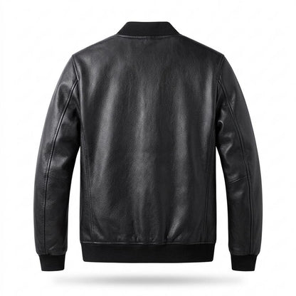 Mens Outlet House - Minav | Zip-Up Lined Leather Jacket Men