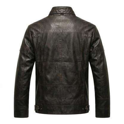 Mens Outlet House - Lolan | Fitted Zip-Up Leather Jacket Men