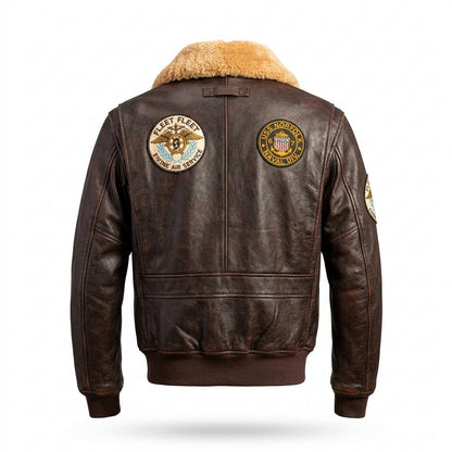 Mens Outlet House - Arran | Embroidered Shearling-Collar Leather Jacket Men