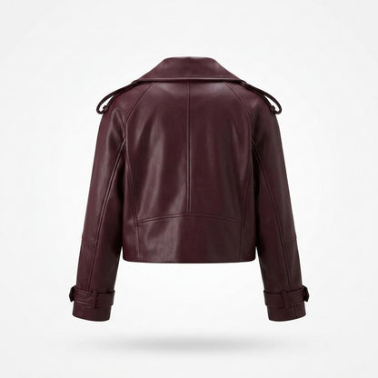 Mens Outlet House - Eaduv | Wide Lapel Cropped Leather Jacket Women