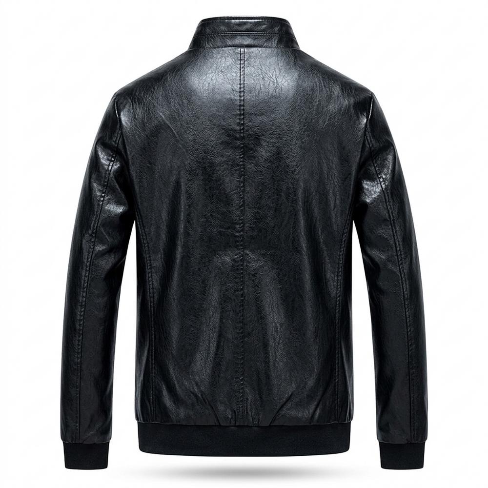 Mens Outlet House - Alron | Zip-Up Stand-Collar Leather Jacket Men