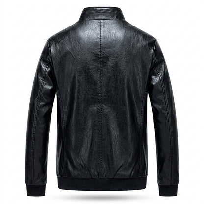 Mens Outlet House - Alron | Zip-Up Stand-Collar Leather Jacket Men