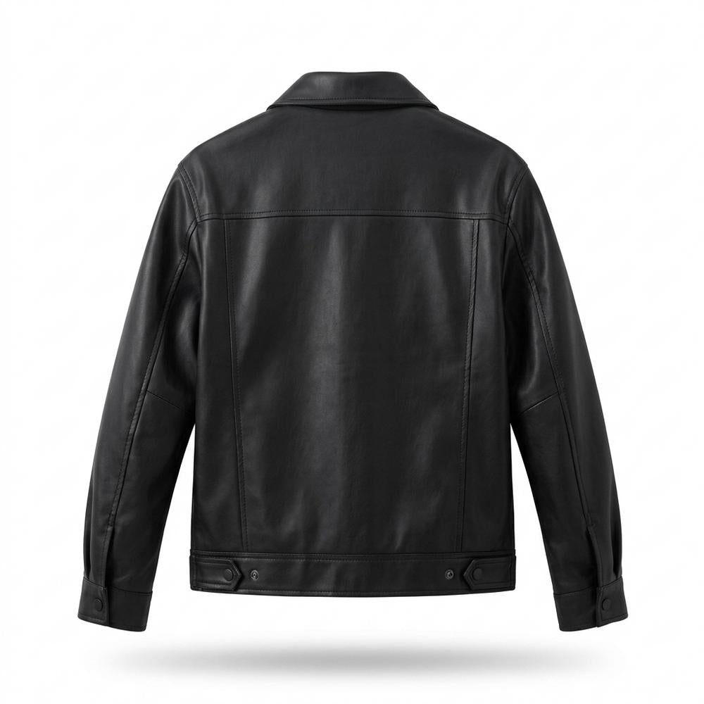 Mens Outlet House - Masen | Snap-Button PU-Leather Jacket Men