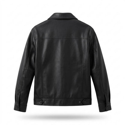 Mens Outlet House - Masen | Snap-Button PU-Leather Jacket Men