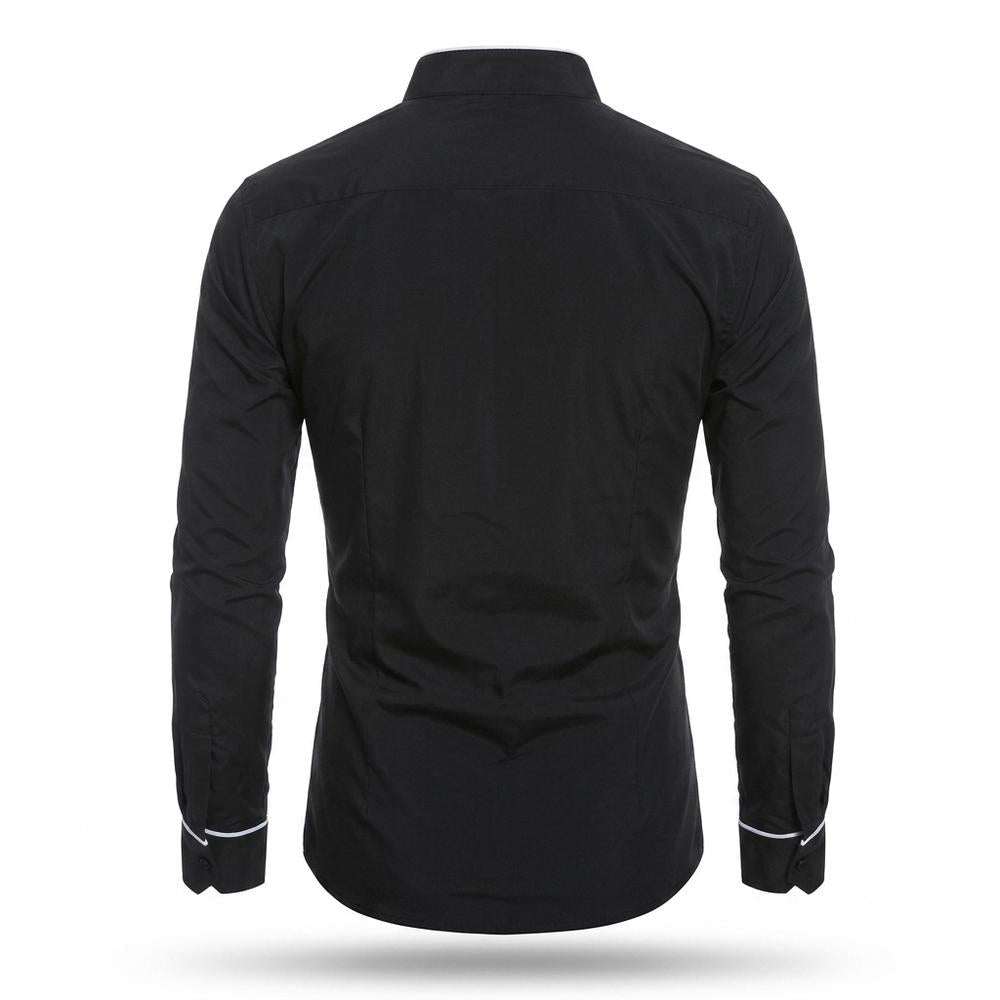 Mens Outlet House - Zeser | Faux Leather Piped Trim Shirt Men