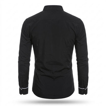 Mens Outlet House - Zeser | Faux Leather Piped Trim Shirt Men