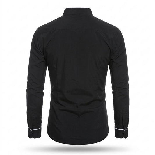Mens Outlet House - Zeser | Faux Leather Piped Trim Shirt Men