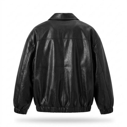 Mens Outlet House - Cavin | Oversized Button-Up Leather Jacket Unisex