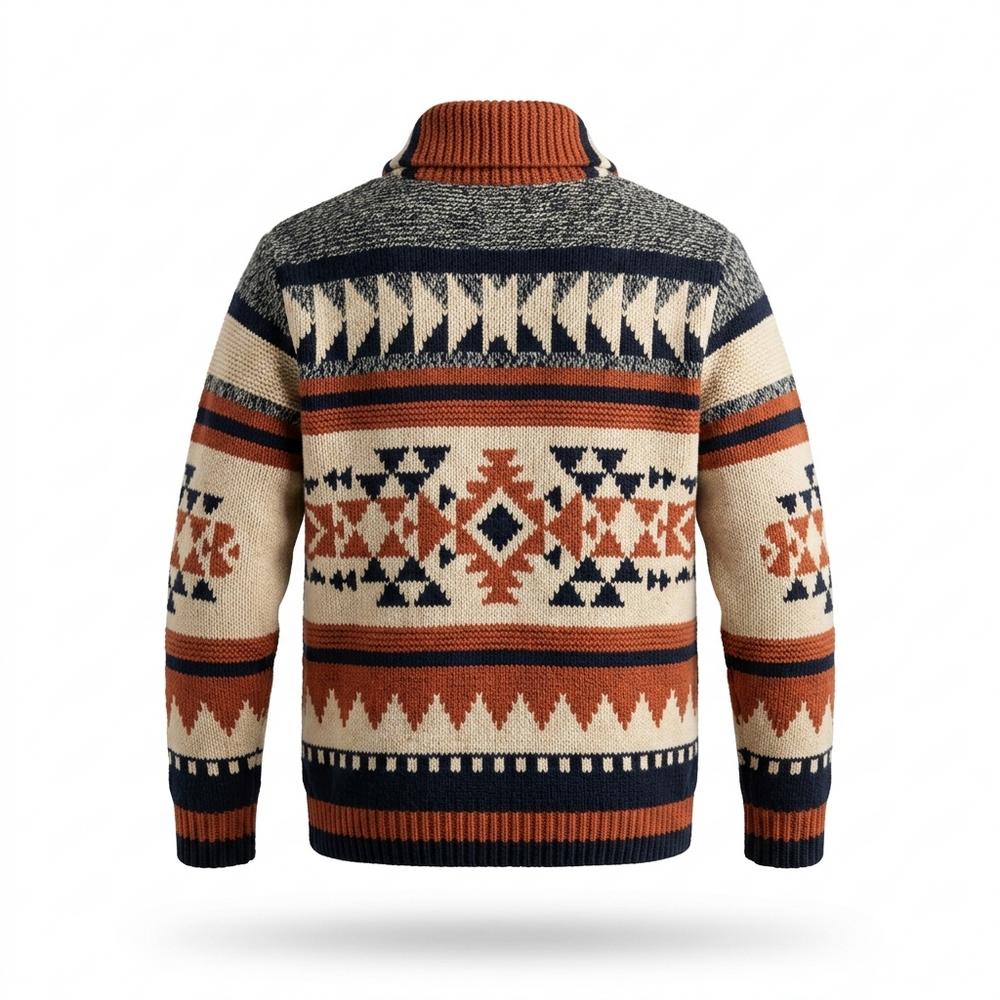 Mens Outlet House - Liror | Zip-Up Patterned Knit Cardigan Men