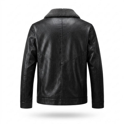 Mens Outlet House - Tanal | Fleece-Lined Zip-Up Leather Jacket Men