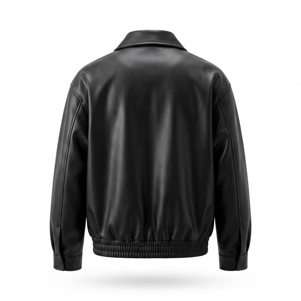 Mens Outlet House - Titir | Zip-Front Collared Leather Jacket Unisex