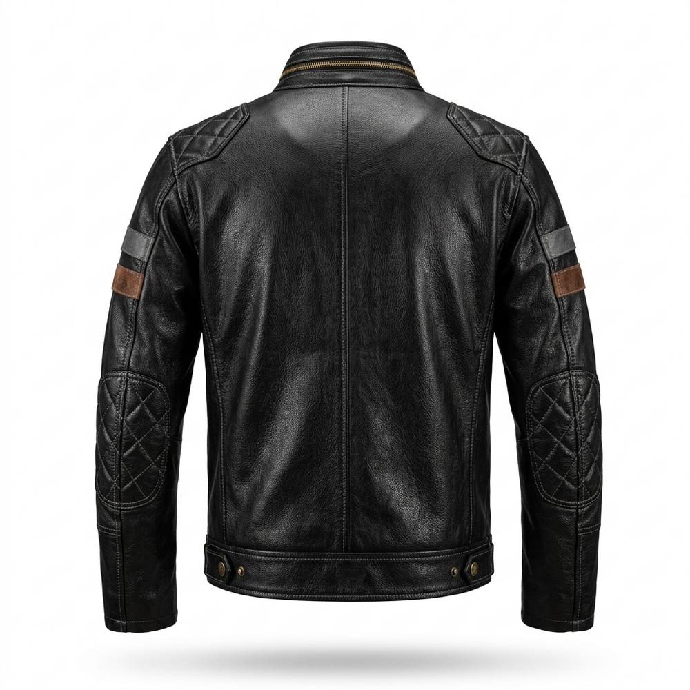 Mens Outlet House - Vemar | Quilted Grained Leather Jacket Men