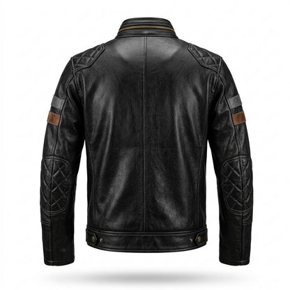 Mens Outlet House - Vemar | Quilted Grained Leather Jacket Men