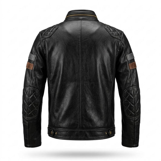 Mens Outlet House - Vemar | Quilted Grained Leather Jacket Men
