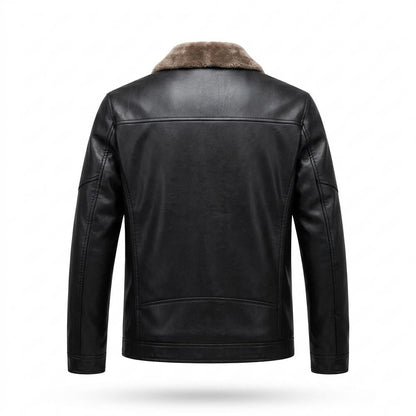 Mens Outlet House - Nosin | Shearling-Lined Zip-Up Leather Jacket Men