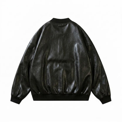 Mens Outlet House - Lysil | Embroidered Button-Up Leather Jacket Unisex