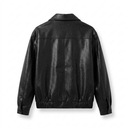 Mens Outlet House - Tinor | Zip-Front Collared Leather Jacket Unisex