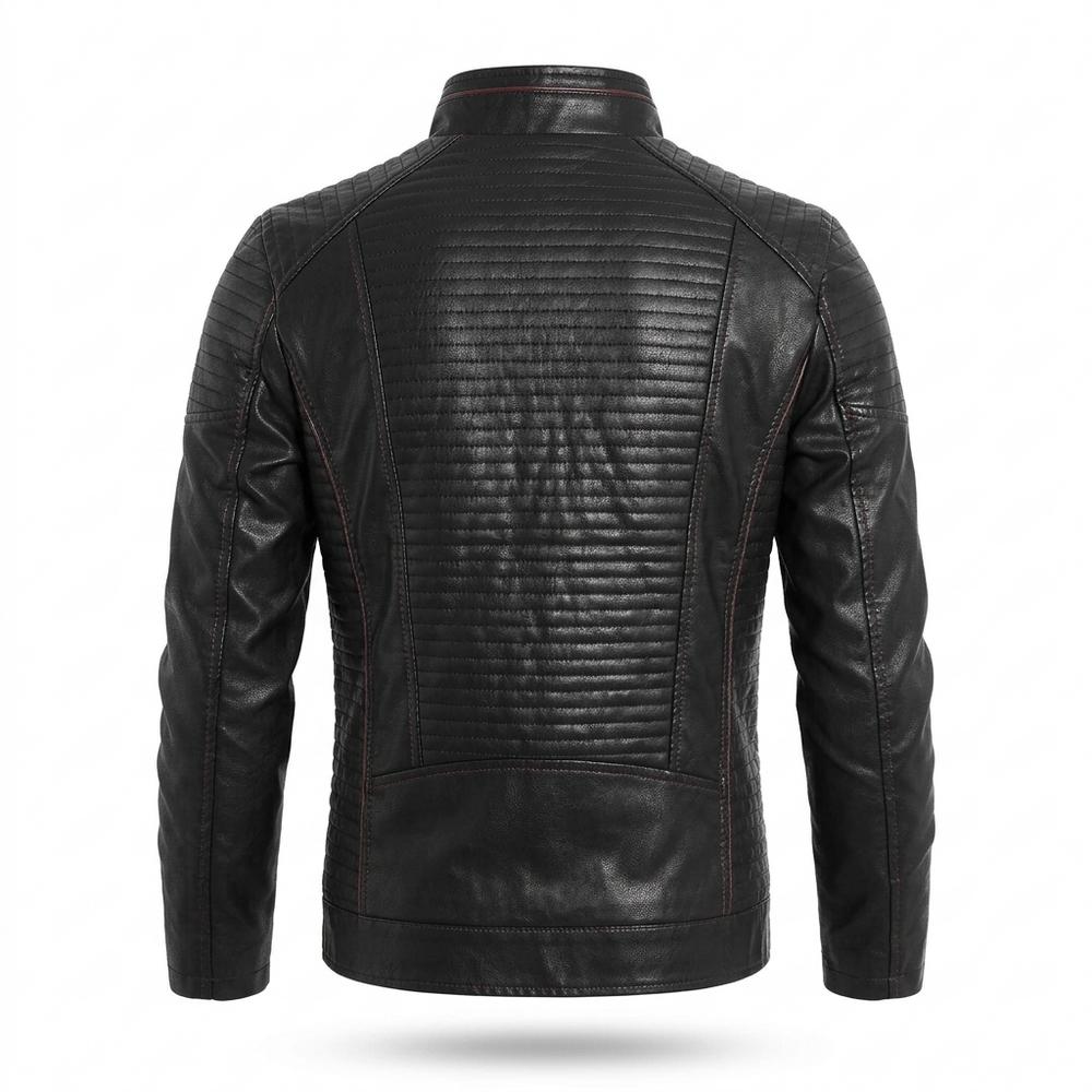 Mens Outlet House - Rivel | Quilted Zip-Up Leather Jacket Men