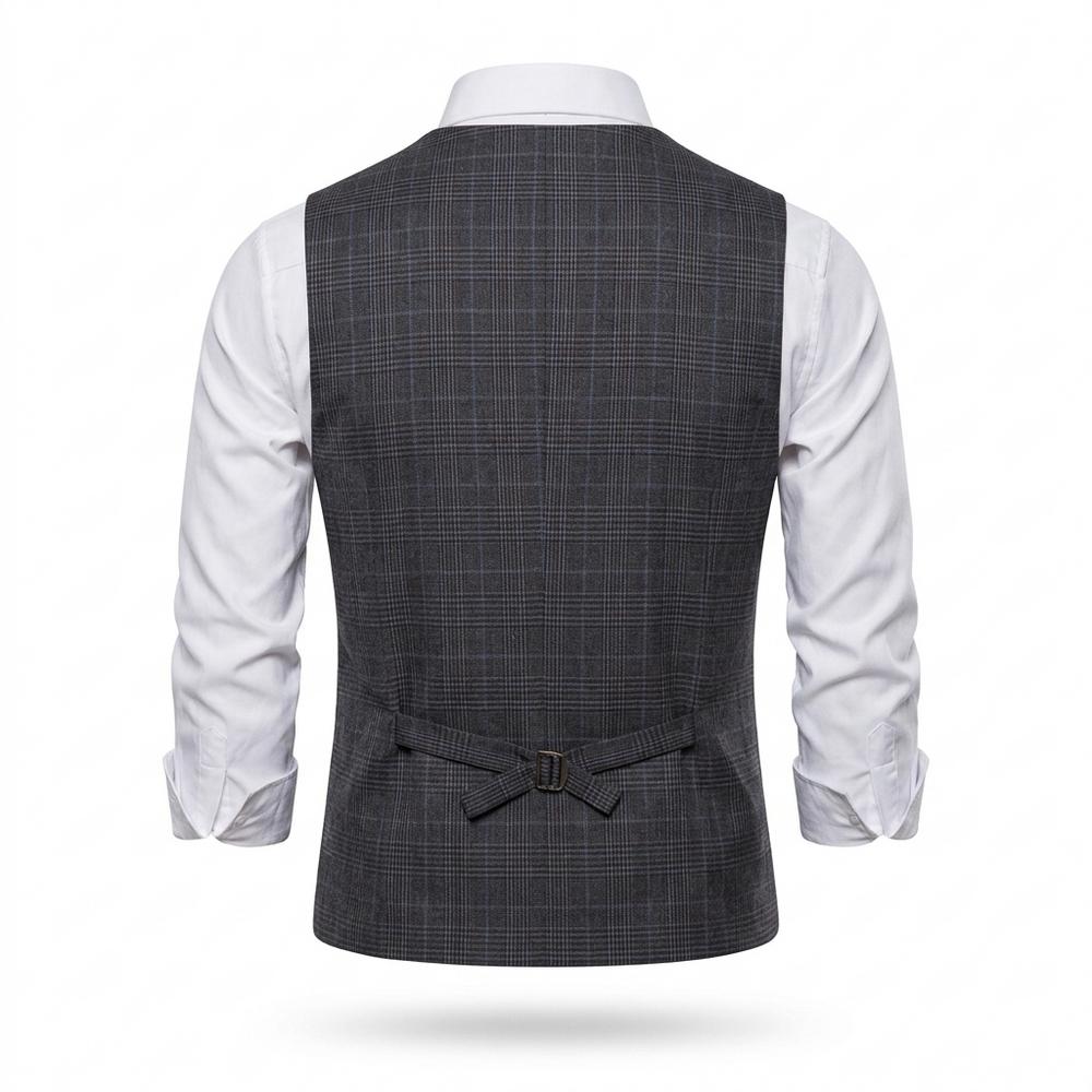 Mens Outlet House - Semon | Double-Breasted Plaid Vest Men