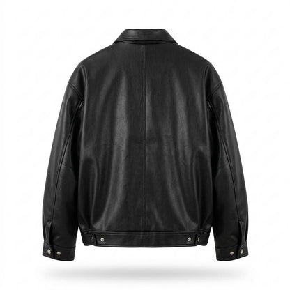 Mens Outlet House - Lalor | Faux-Leather Snap-Button Jacket Unisex