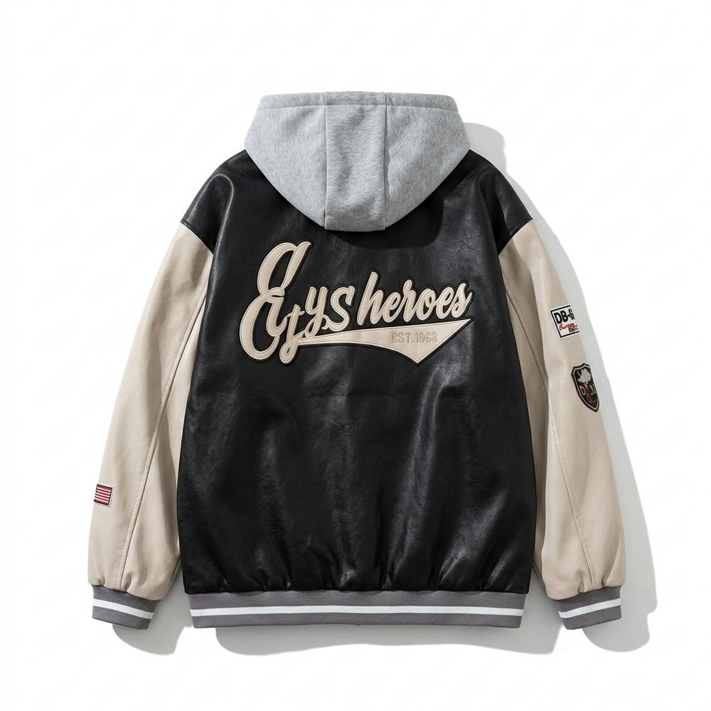 Mens Outlet House - Rorev | Hooded Faux-Leather Jacket Unisex