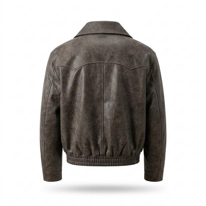 Mens Outlet House - Lokar | Zip-Up Collared Leather Jacket Men