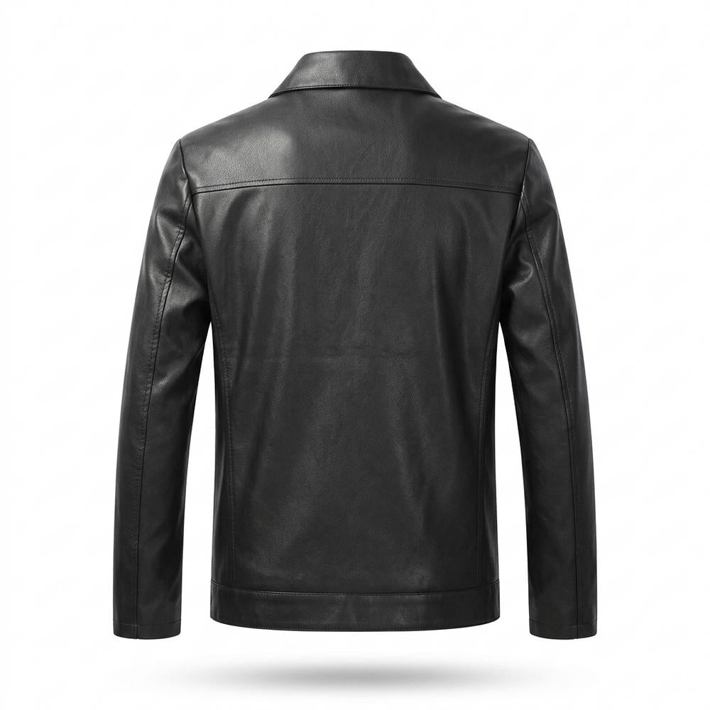 Mens Outlet House - Arlen | Zip-Up Collared Leather Jacket Men