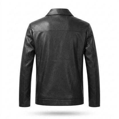 Mens Outlet House - Arlen | Zip-Up Collared Leather Jacket Men