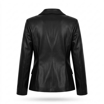 Mens Outlet House - Movum | Double-Breasted Faux-Leather Blazer Women