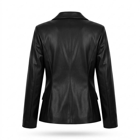 Mens Outlet House - Movum | Double-Breasted Faux-Leather Blazer Women