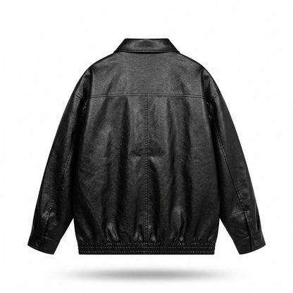 Mens Outlet House - Alser | Oversized Button-Front Leather Jacket Unisex
