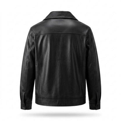 Mens Outlet House - Kemor | Button-Front Collared Leather Jacket Men