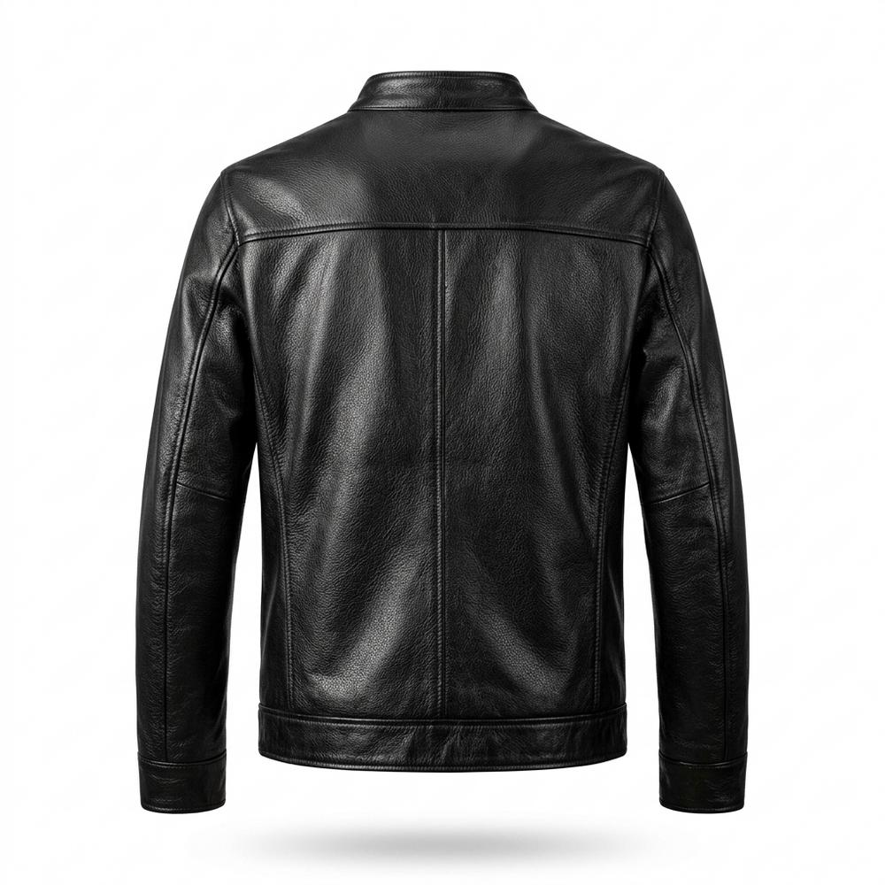 Mens Outlet House - Kemon | Grained Zippered Leather Jacket Men