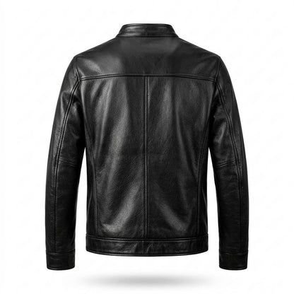Mens Outlet House - Kemon | Grained Zippered Leather Jacket Men
