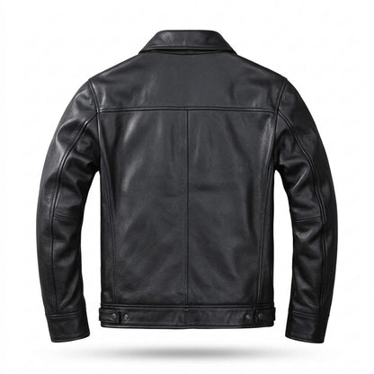 Mens Outlet House - Kavar | Zip-Up Collared Leather Jacket Men