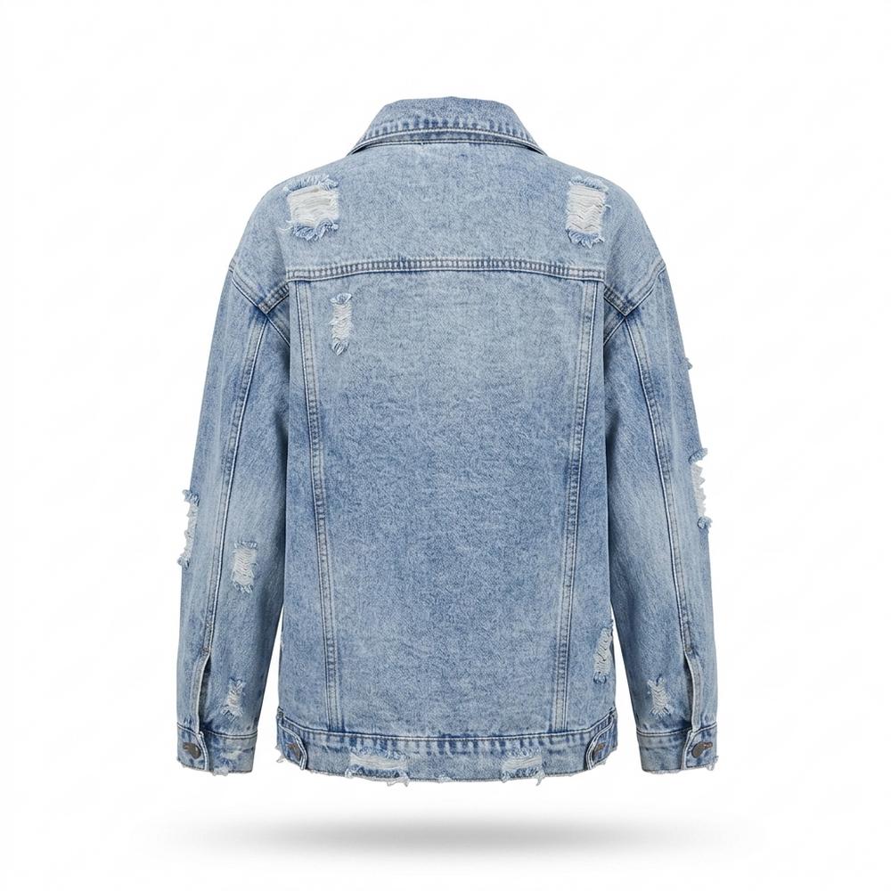 Mens Outlet House - Nivan | Distressed Oversized Denim Jacket Women
