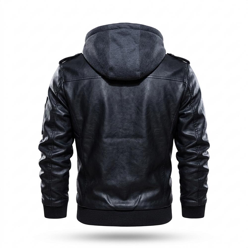 Mens Outlet House - Nimon | Hooded Layered Leather Jacket Men