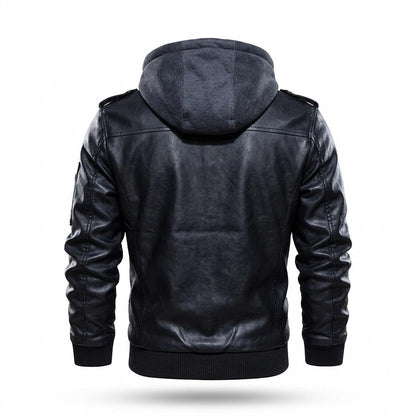 Mens Outlet House - Nimon | Hooded Layered Leather Jacket Men
