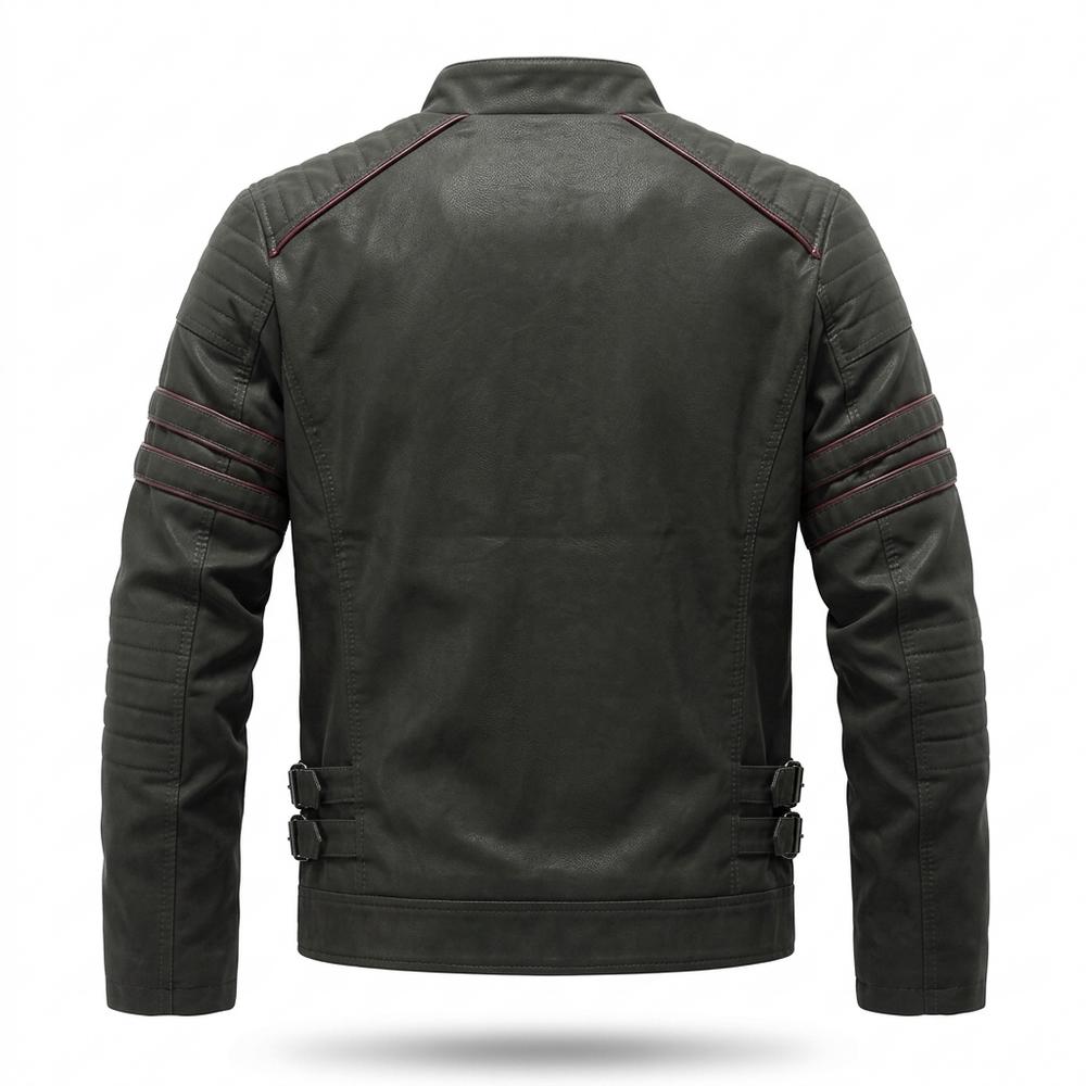 Mens Outlet House - Yotal | Quilted Piped Leather Jacket Men