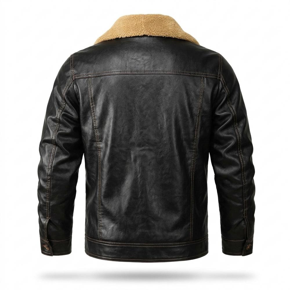 Mens Outlet House - Valom | Shearling-Lined Button-Front Leather Jacket Men
