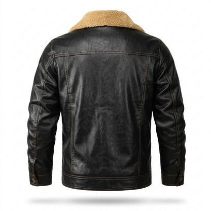 Mens Outlet House - Valom | Shearling-Lined Button-Front Leather Jacket Men
