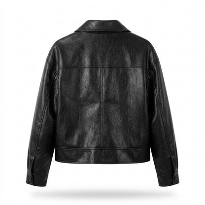Mens Outlet House - Kever | Button-Front Cropped Leather Jacket Women