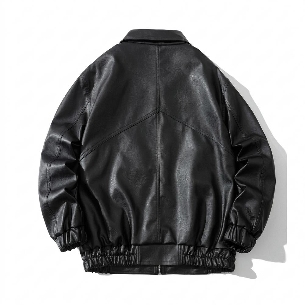 Mens Outlet House - Lylan | Matte-Finish Relaxed-Fit Leather Jacket Unisex