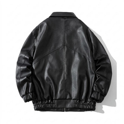 Mens Outlet House - Lylan | Matte-Finish Relaxed-Fit Leather Jacket Unisex